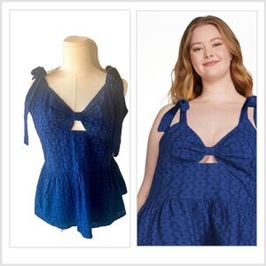 NWT Sofia Jeans by Sofia Vergara Women's Eyelet Peplum‎ Tank- XL